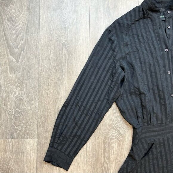 Zadig & Voltaire Rama Raye Mini Dress Black Long Sleeve Silk Buttons Striped - Picture 9 of 16
